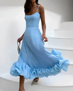 Elowen | Women's Bodycon Dress With Spaghetti Straps And Tiered Hem