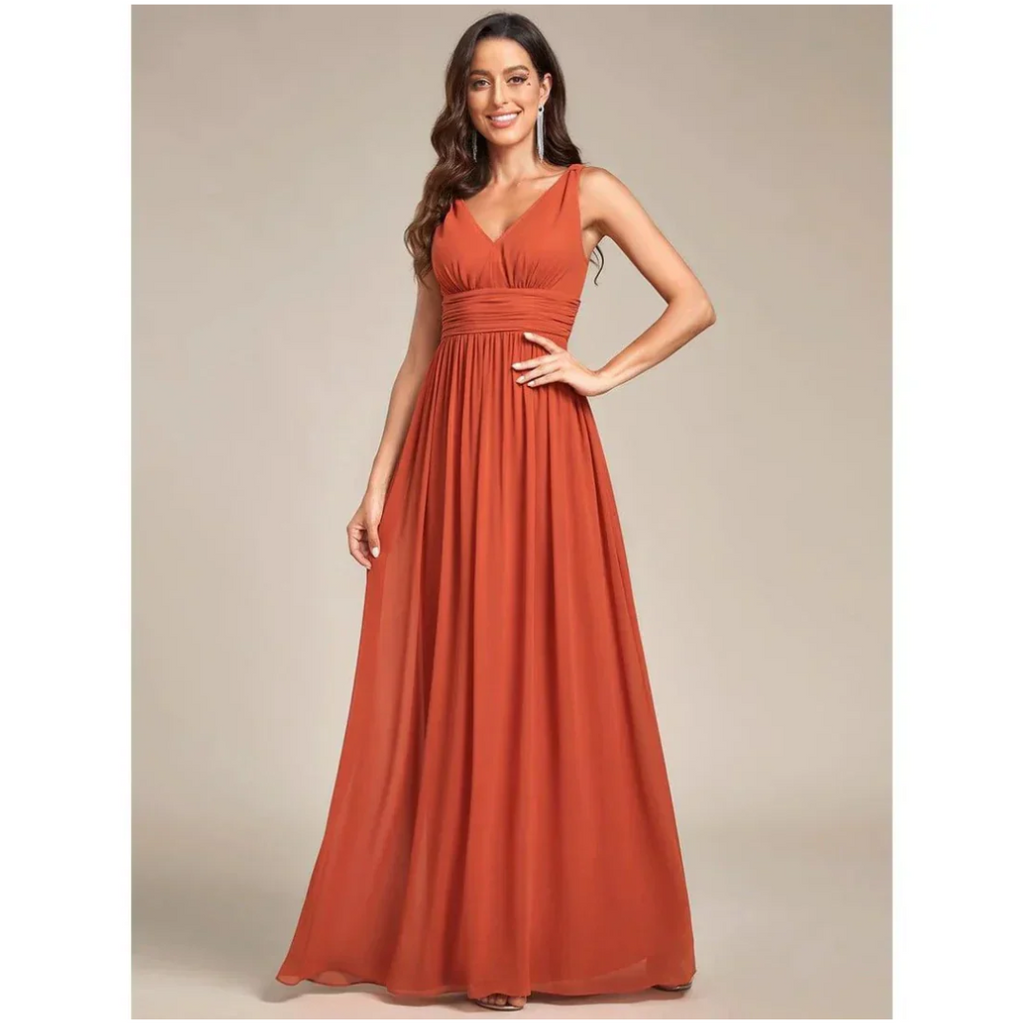 Brielle | Women's Wedding Guest Dress With V-Neckline And Ruched Waist