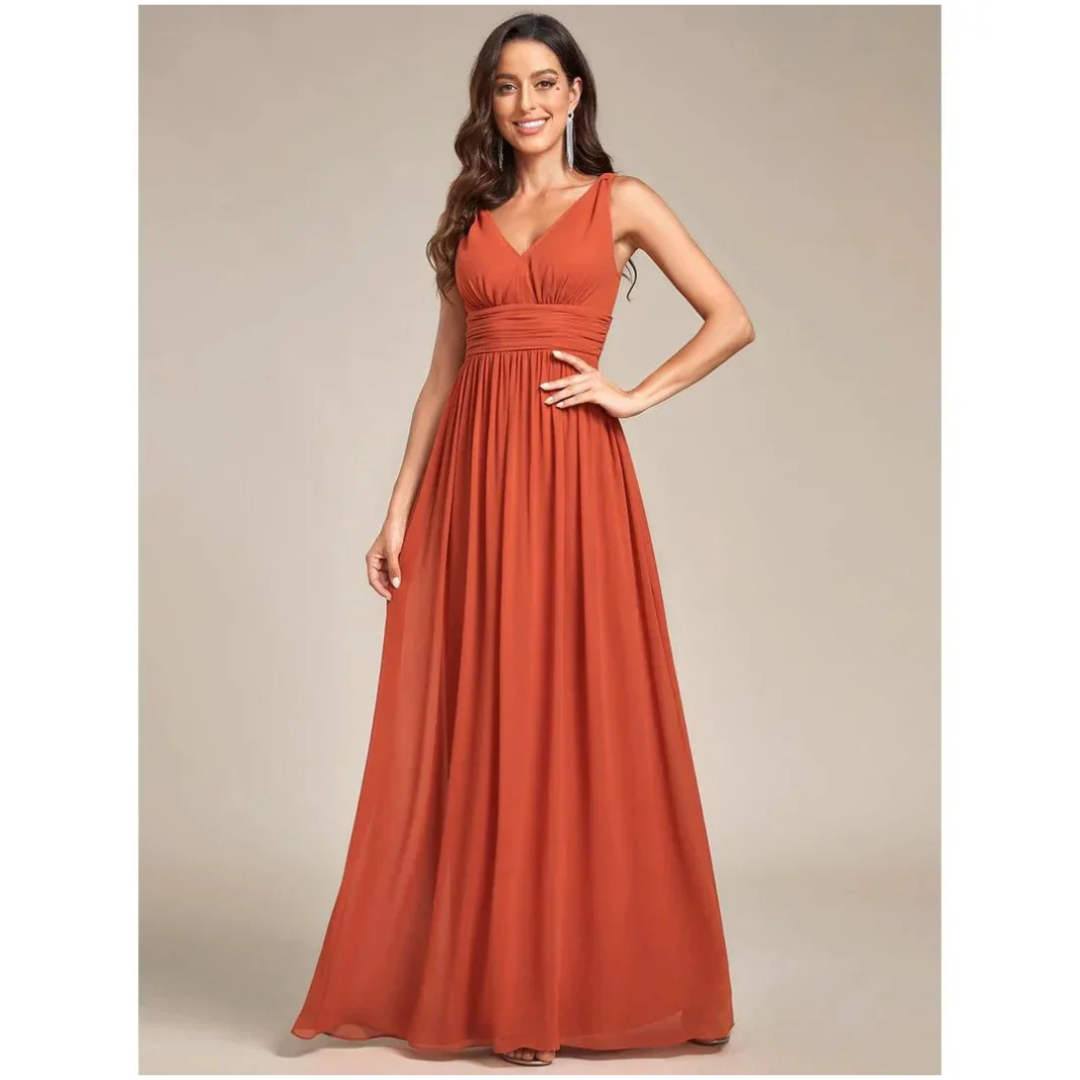 Brielle | Women's Wedding Guest Dress With V-Neckline And Ruched Waist