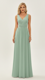 Brielle | Women's Wedding Guest Dress With V-Neckline And Ruched Waist
