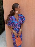 Charlotte | Women's Bodycon Dress With Puff Sleeves And V-Neckline