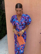 Charlotte | Women's Bodycon Dress With Puff Sleeves And V-Neckline
