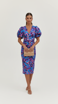 Charlotte | Women's Bodycon Dress With Puff Sleeves And V-Neckline