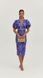 Charlotte | Women's Bodycon Dress With Puff Sleeves And V-Neckline