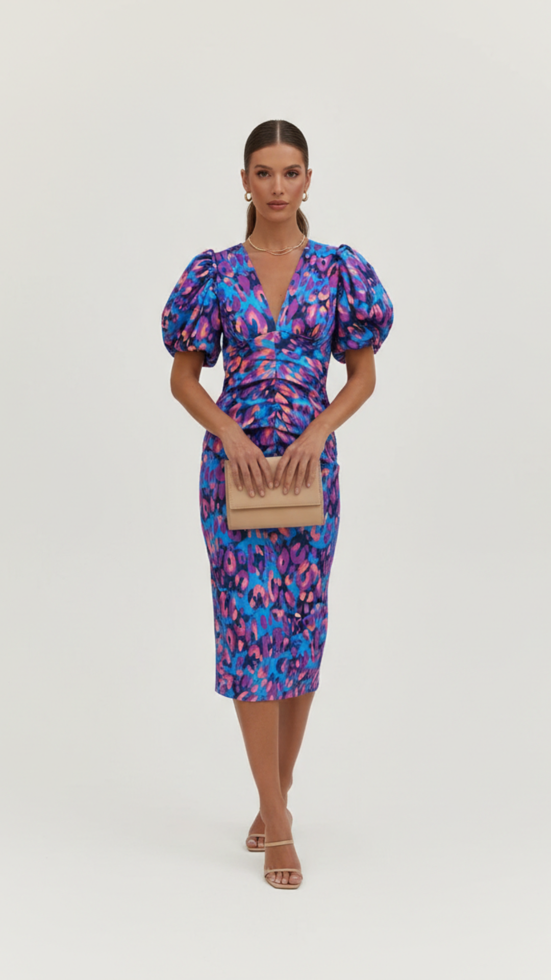 Charlotte | Women's Bodycon Dress With Puff Sleeves And V-Neckline