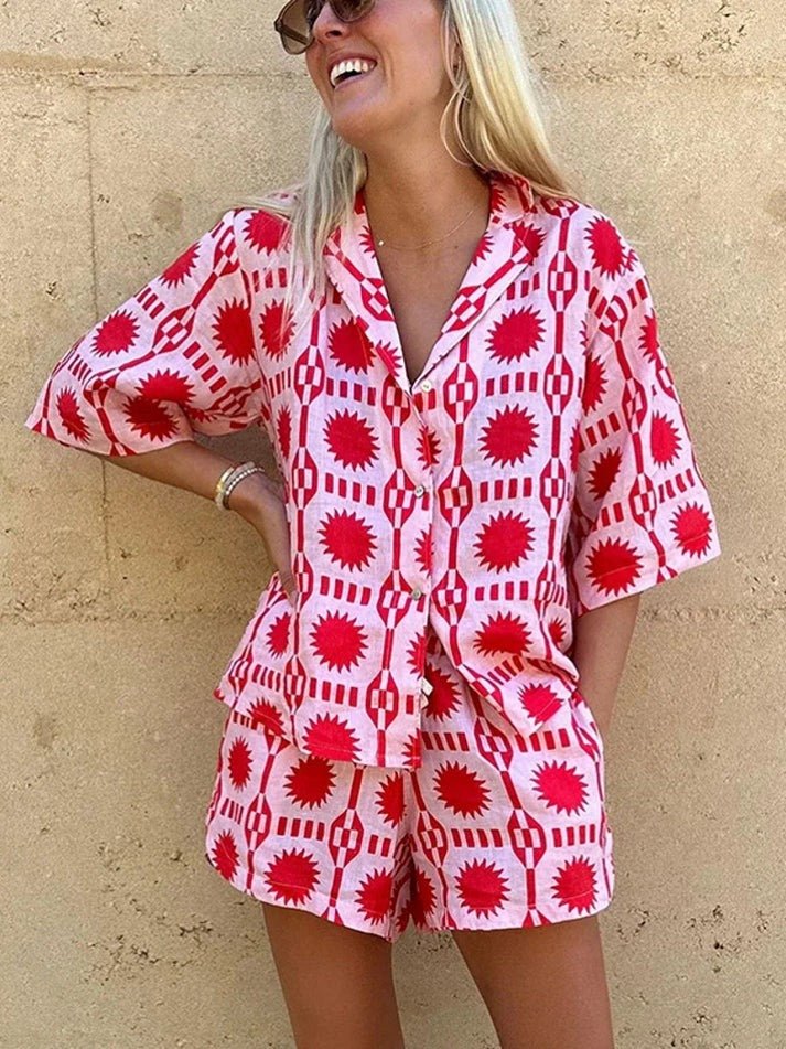 Emma | Women's V-Neck Romper With Short Sleeves