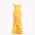 Fauna | Women's Cocktail Dress With Ruched Ruffle Design And Asymmetric Dovetail Silhouette | Party