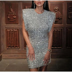Halle | Women's Sparkle Dress With Sequin Slim Fit And O-Neck Design | Party