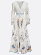 Halston | Women's Graduation Dress With Pleated Skirt And Long Sleeves | Elegant