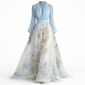 Harper | Women Sparkle Dress With Floral Print And Sheer Long Sleeves | Elegant