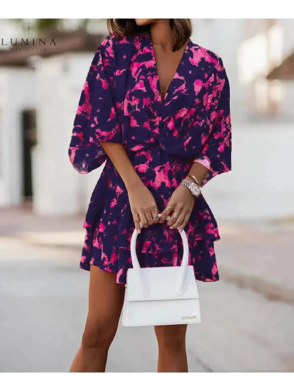 Harper | Women’s Floral Dress With V-Neckline And Tie Waist