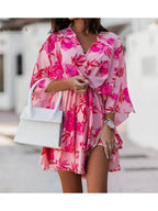 Harper | Women’s Floral Dress With V-Neckline And Tie Waist