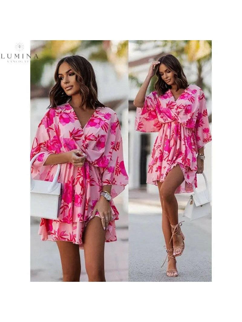 Harper | Women’s Floral Dress With V-Neckline And Tie Waist