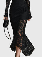 Harper | Women's Prom Dress With High Neckline And Long Lace Sleeves