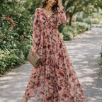 Helen | Women’s Formal Dress With Floral Print And Long Sleeves | Elegant