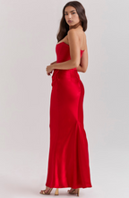 Hera | Women's Cocktail Dress With Strapless Satin Design And Elegant Draped Silhouette | Party