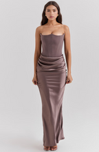 Hera | Women's Cocktail Dress With Strapless Satin Design And Elegant Draped Silhouette | Party
