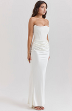 Hera | Women's Cocktail Dress With Strapless Satin Design And Elegant Draped Silhouette | Party