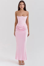 Hera | Women's Cocktail Dress With Strapless Satin Design And Elegant Draped Silhouette | Party