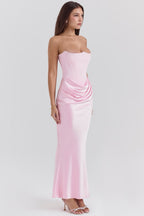 Hera | Women's Cocktail Dress With Strapless Satin Design And Elegant Draped Silhouette | Party