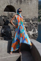 Isla | Women’s Formal Dress With Halter Neckline And Pleated Maxi Design | Elegant
