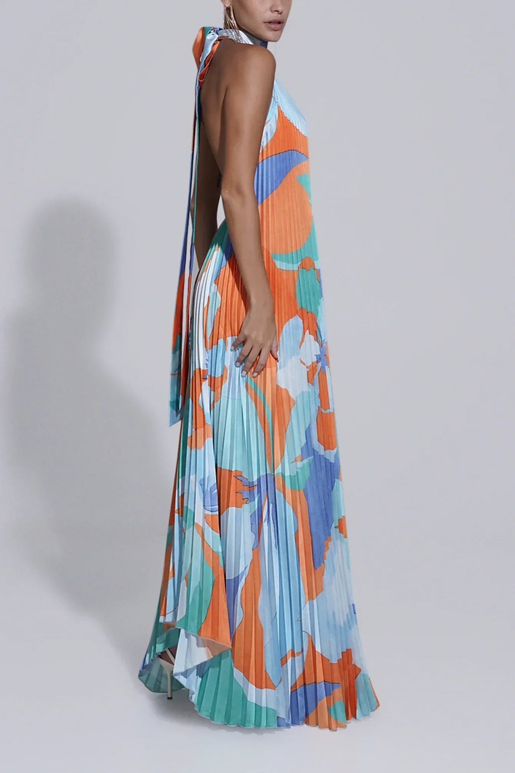 Isla | Women’s Formal Dress With Halter Neckline And Pleated Maxi Design | Elegant