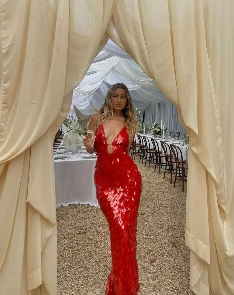 Kalea | Women's Sparkle Dress With Sequin Design And Backless Straps | Glamour