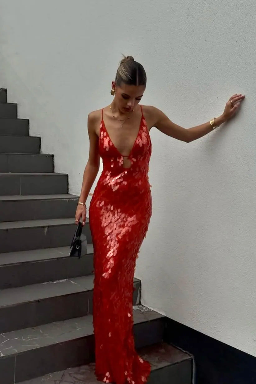 Kalea | Women's Sparkle Dress With Sequin Design And Backless Straps | Glamour