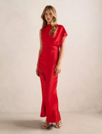 Kody | Women's Cocktail Dress With Satin Lace Asymmetric Design And Elegant Maxi Silhouette | Party