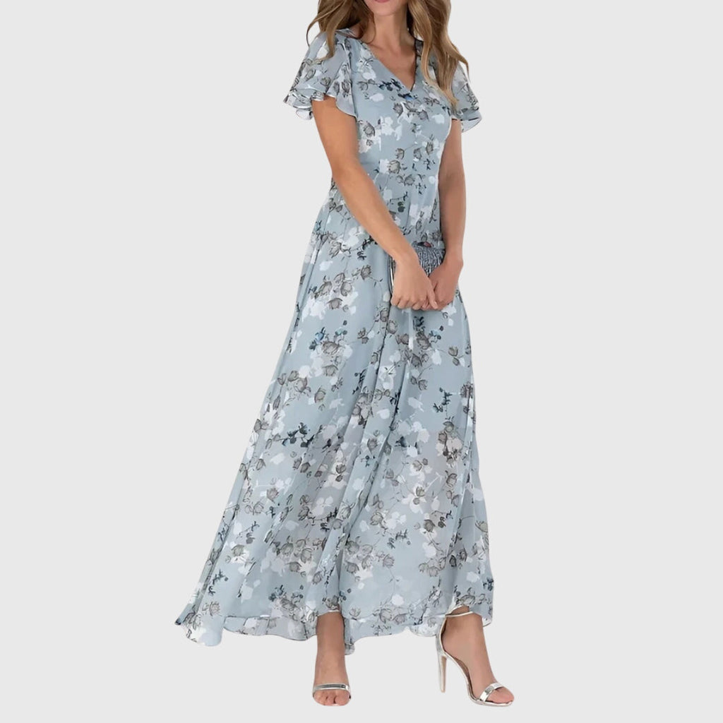 Amelia | Women's Cocktail Dress With V-Neckline And Flutter Sleeves | Feminine