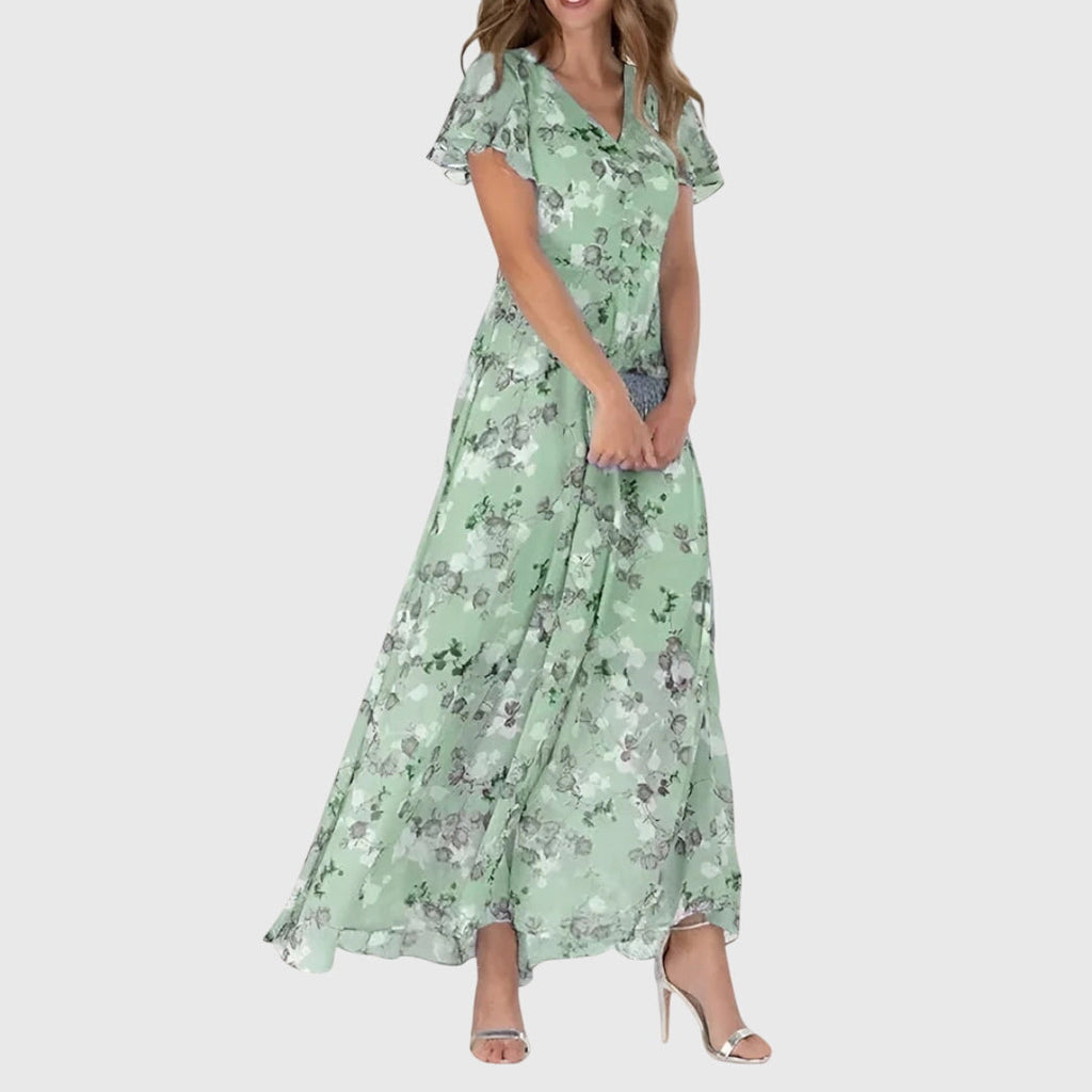 Amelia | Women's Cocktail Dress With V-Neckline And Flutter Sleeves | Feminine