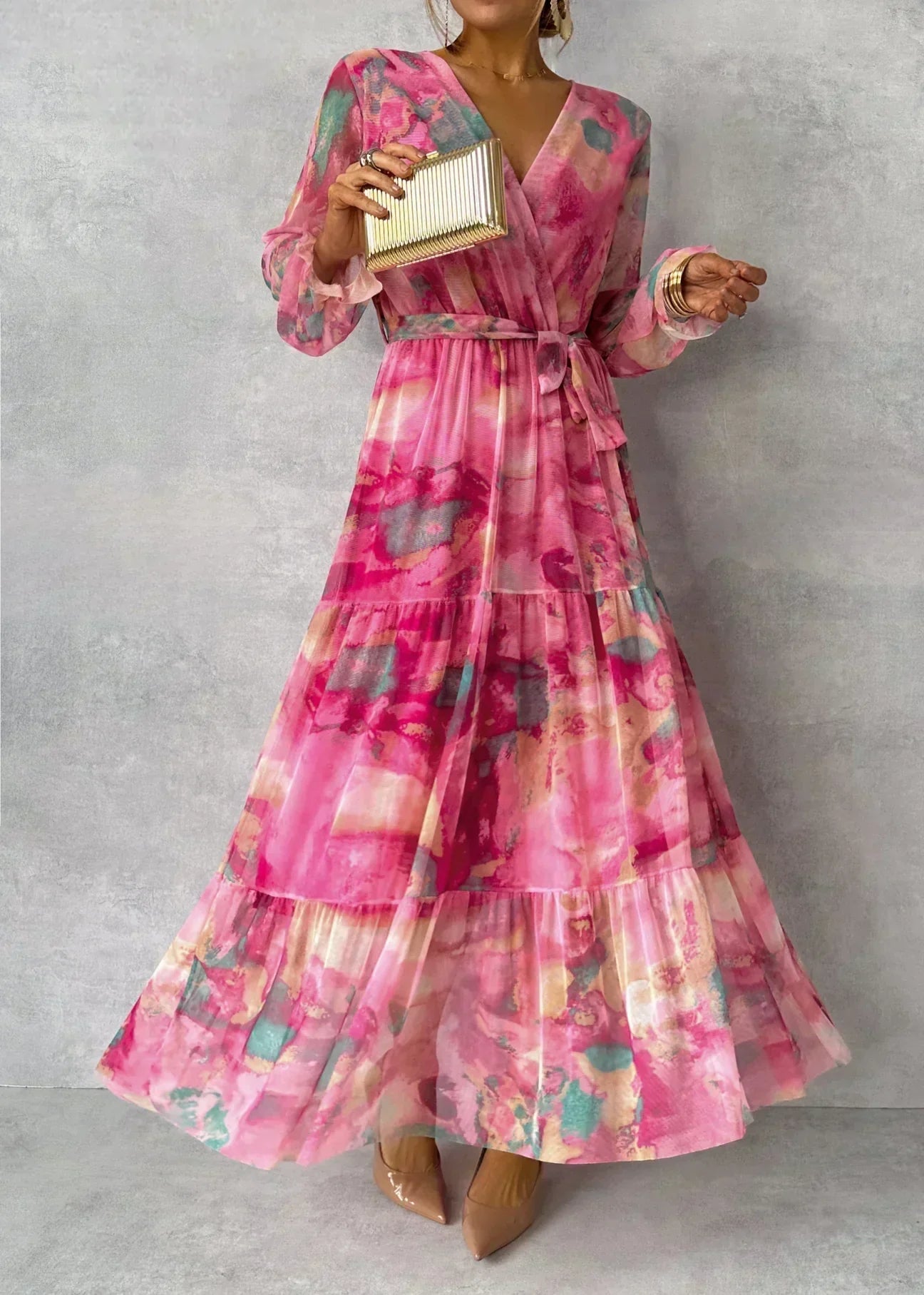 Liora | Women's Day Dress With V-Neck And Floral Pattern | Elegant