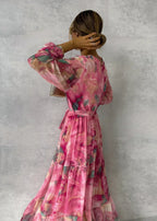 Liora | Women's Day Dress With V-Neck And Floral Pattern | Elegant