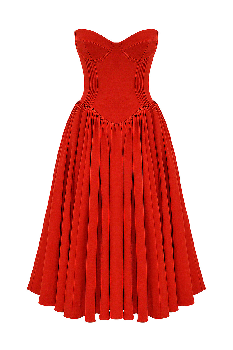 Lisa | Women Prom Dress With Strapless Corset And Pleated Hem | Chic