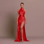 Livia | Women’s Graduation Dress With High Neck And Side Slit | Elegant
