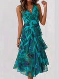 Elara | Women's Summer Dress With V-Neckline And Tiered Ruffle Skirt | Feminine
