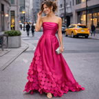 Lucía | Casual Ruched Strapless Patchwork Prom Dress | Chic Contemporary Style