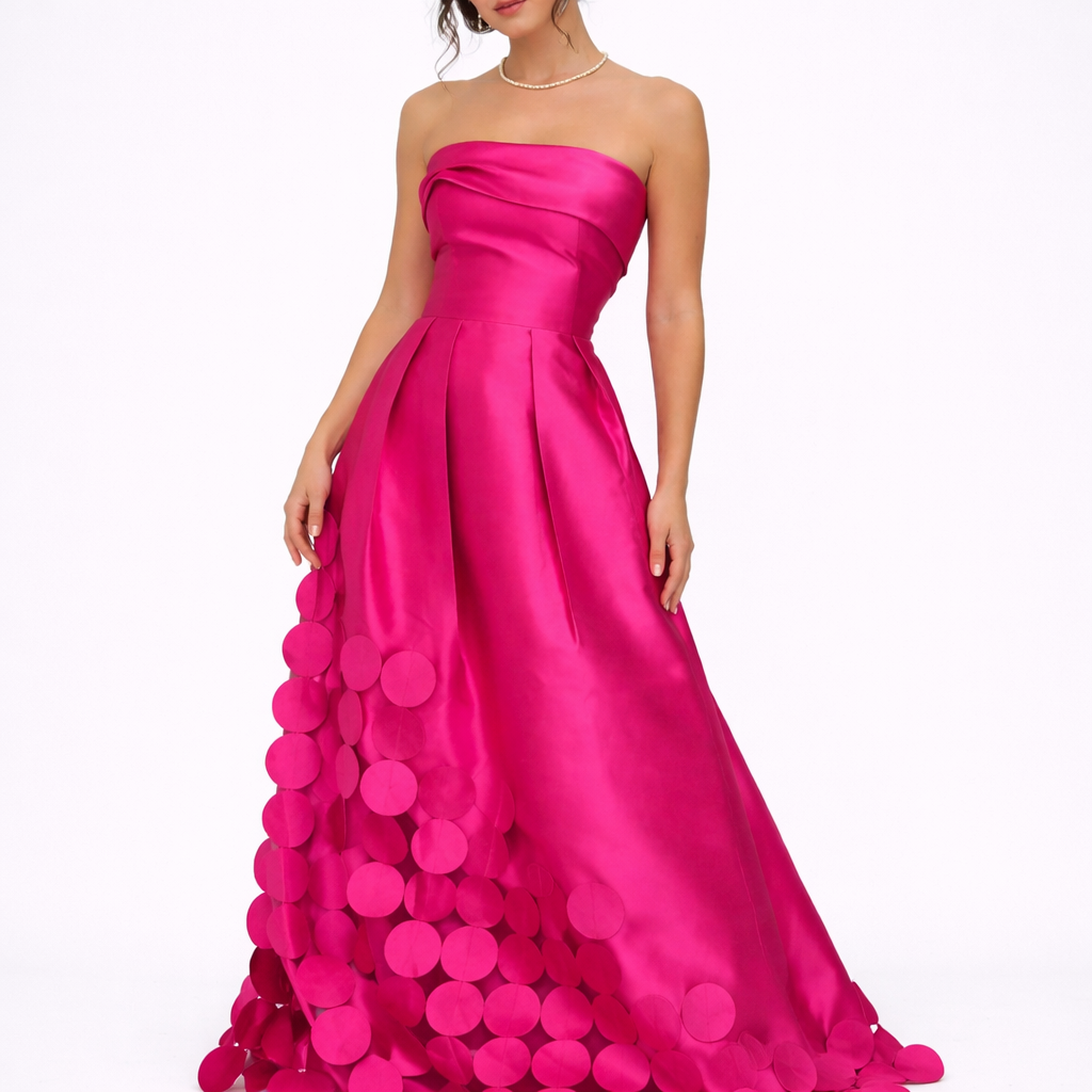 Lucía | Casual Ruched Strapless Patchwork Prom Dress | Chic Contemporary Style