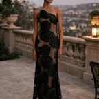 Luna | Women’s Graduation Dress With One-Shoulder Detail And Floral Appliqué | Elegant