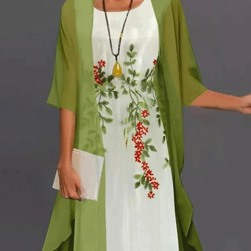 Madison | Women's Cocktail Dress With Floral Print And Sheer Overlay