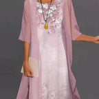 Madison | Women's Cocktail Dress With Floral Print And Sheer Overlay