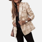 Madison | Women's Tweed Blazer With Gold Hardware And Pockets | Elegant