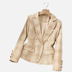 Madison | Women's Tweed Blazer With Gold Hardware And Pockets | Elegant