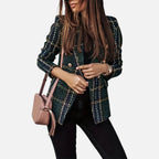 Madison | Women's Tweed Blazer With Gold Hardware And Pockets | Elegant
