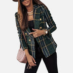 Madison | Women's Tweed Blazer With Gold Hardware And Pockets | Elegant