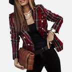 Madison | Women's Tweed Blazer With Gold Hardware And Pockets | Elegant