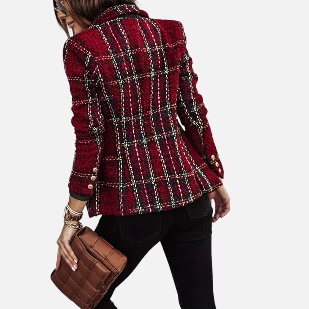 Madison | Women's Tweed Blazer With Gold Hardware And Pockets | Elegant