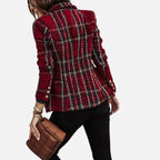 Madison | Women's Tweed Blazer With Gold Hardware And Pockets | Elegant