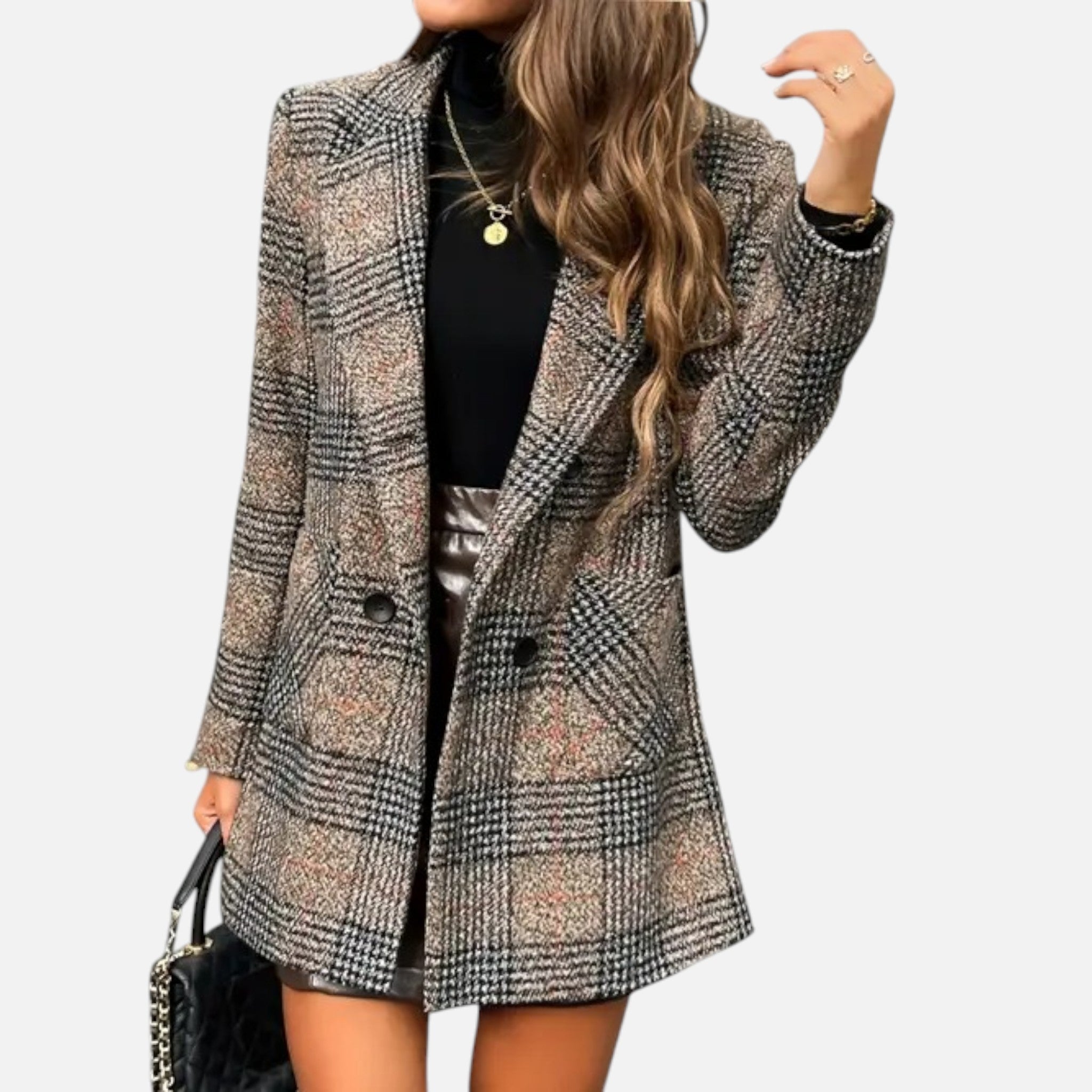 Madison | Women's Tweed Blazer With Gold Hardware And Pockets | Elegant