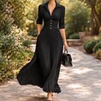Maéline | Women’s Formal Dress With Fitted Waist And Pleated Maxi Skirt | Elegant